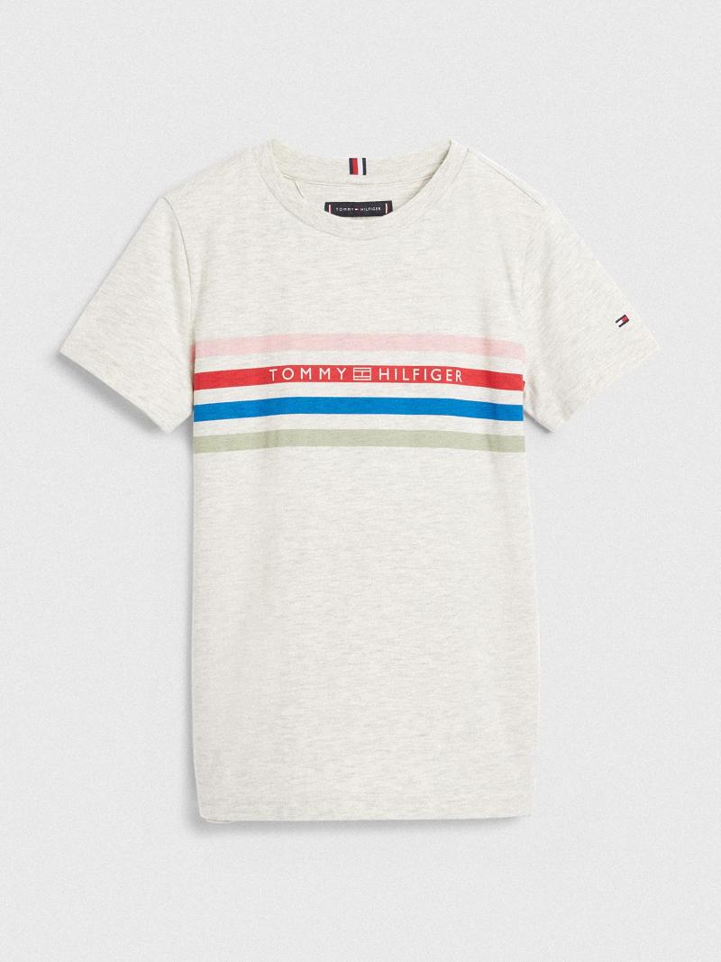 Lány Tommy Hilfiger Spring Stripe Póló Fehér | HU 1947YXF